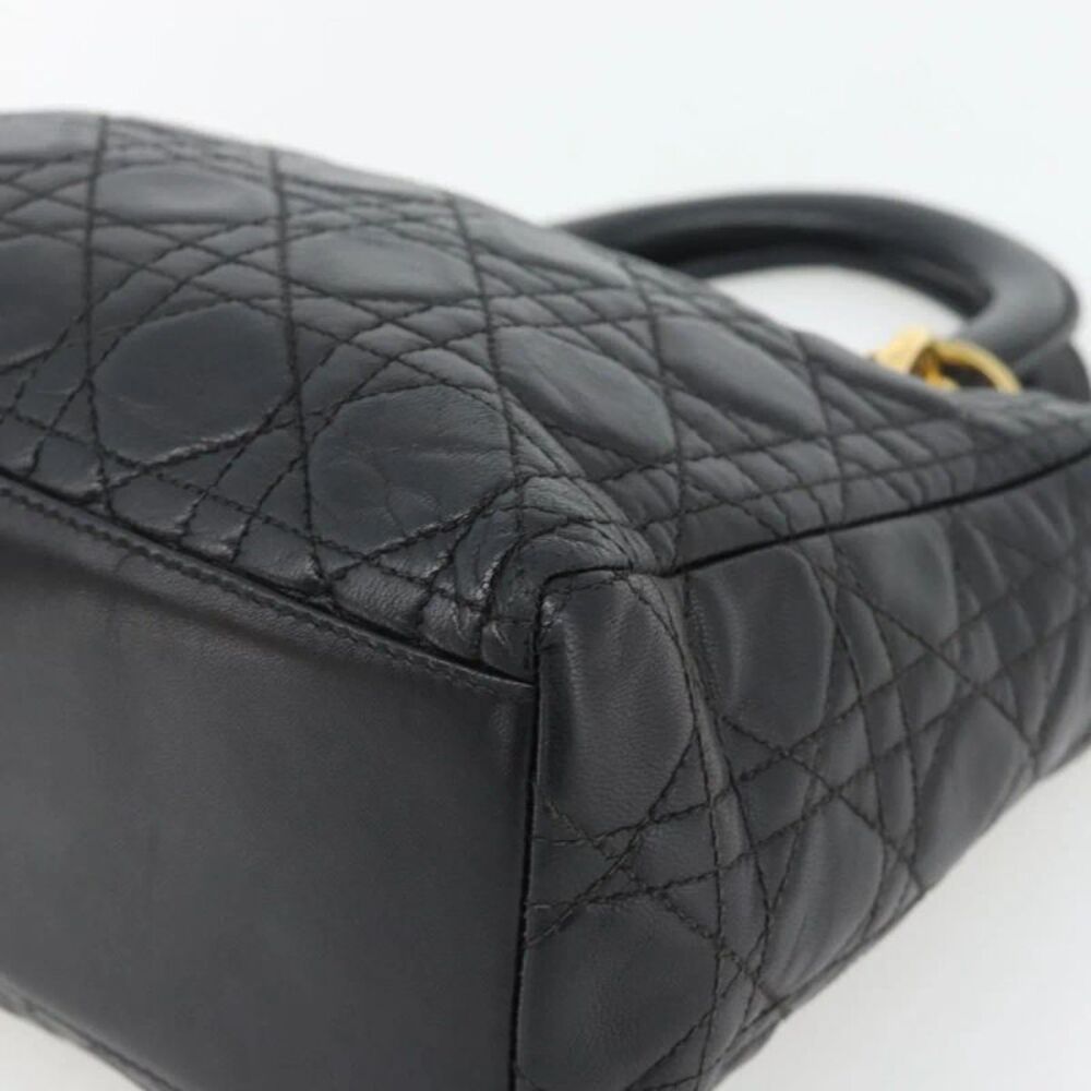 Christian Dior Vintage Lady Dior Cannage Quilt Lambskin Black Leather Handbag - Picture 11 of 16